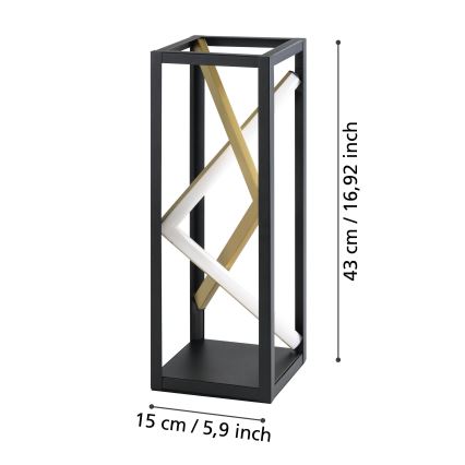 Eglo - LED Lampa stołowa ściemnialna LED/21W/230V 2700-6500K czarny/złoty + zdalne sterowanie