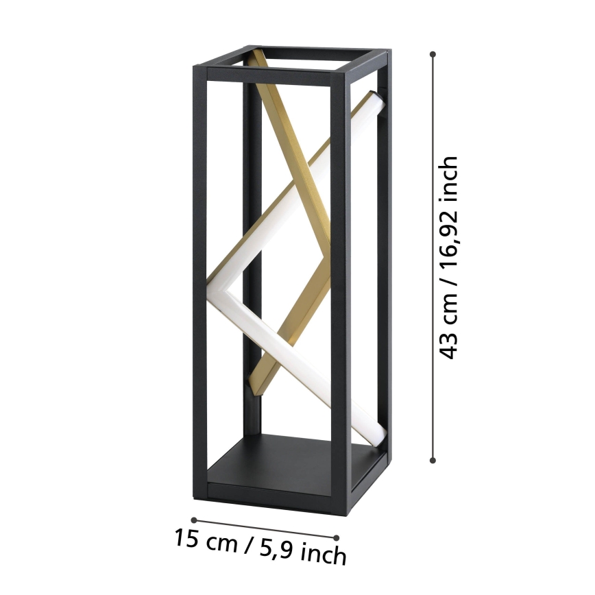 Eglo - LED Lampa stołowa ściemnialna LED/21W/230V 2700-6500K czarny/złoty + zdalne sterowanie