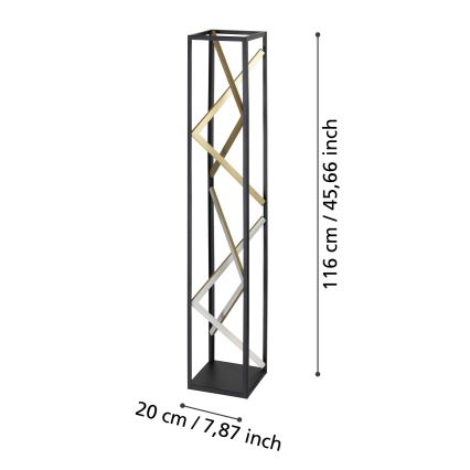 Eglo - LED Lampa podłogowa ściemnialna LED/23W/230V 2700-6500K czarny/złoty + zdalne sterowanie