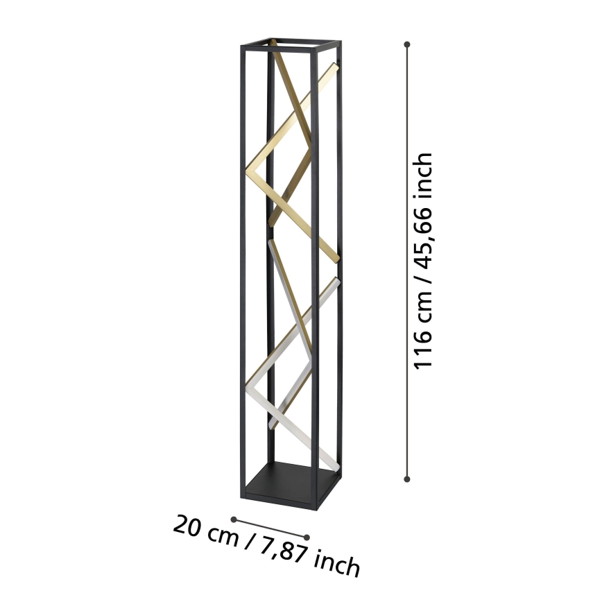 Eglo - LED Lampa podłogowa ściemnialna LED/23W/230V 2700-6500K czarny/złoty + zdalne sterowanie