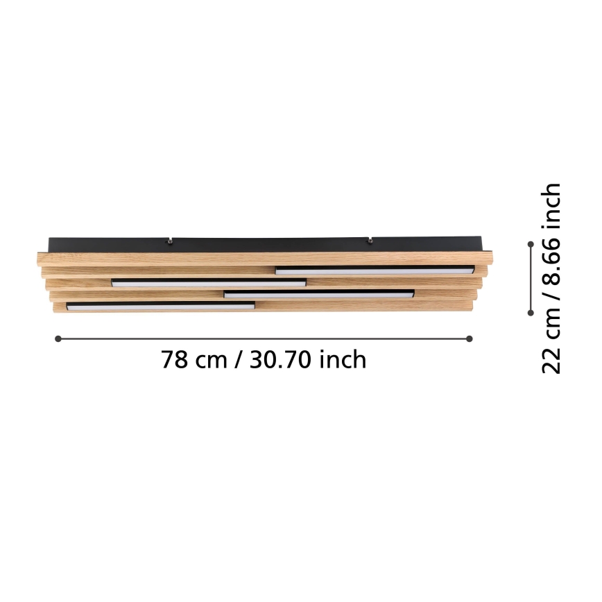 Eglo - LED Plafon ściemnialny 4xLED/9W/230V 3000K 22x78 cm brązowy