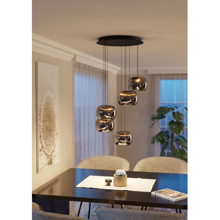 Eglo - Żyrandol LED ściemnialny na linkach 5xLED/5,8W/230V czarny/przydymiony