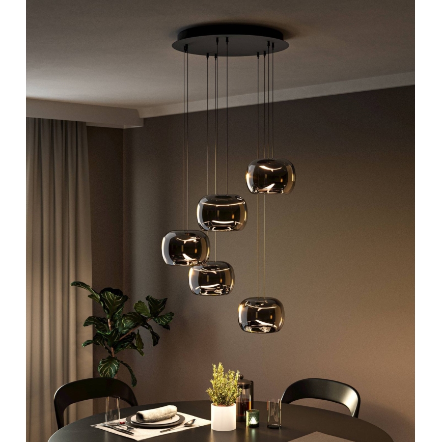 Eglo - Żyrandol LED ściemnialny na linkach 5xLED/5,8W/230V czarny/przydymiony