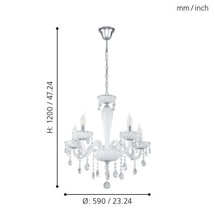 Eglo 39113- Żyrandol CARPENTO 5xE14/40W/230V