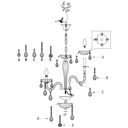 Eglo 39113- Żyrandol CARPENTO 5xE14/40W/230V