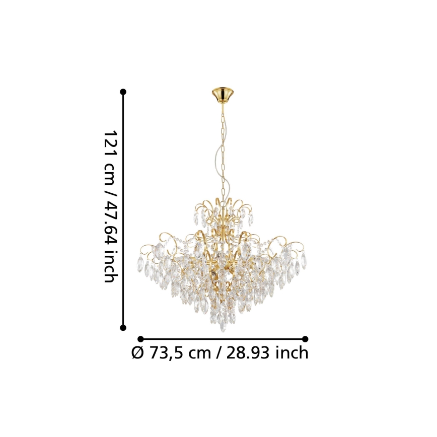 Eglo - Żyrandol na łańcuchu 9xE14/25W/230V złoty