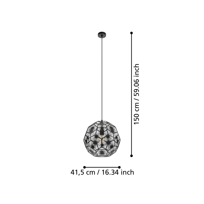 Eglo - Żyrandol na lince 1xE27/60W/230V śr. 41 cm czarny