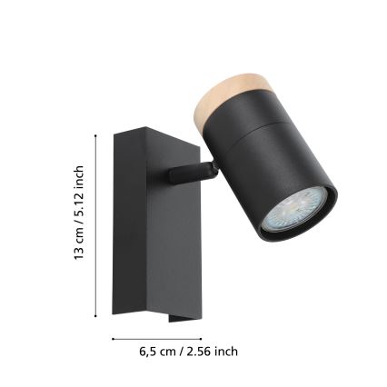 Eglo - LED Kinkiet punktowy 1xGU10/4,5W/230V 3000K czarny/brązowy