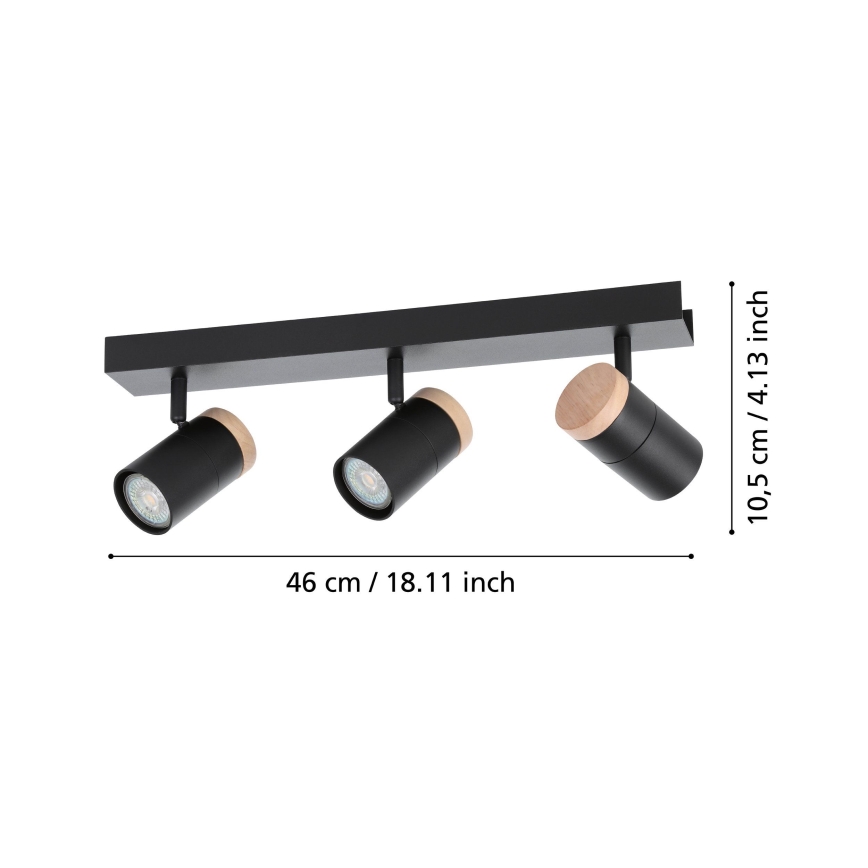 Eglo - LED Oświetlenie punktowe 3xGU10/4,5W/230V 3000K czarne/brązowe
