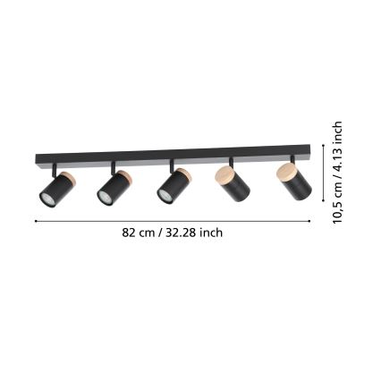 Eglo - LED Oświetlenie punktowe 5xGU10/4,5W/230V 3000K czarne/brązowe
