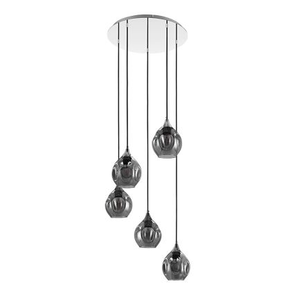 Eglo 39682 - Lampa wisząca na linkach BREGALLA 5xE27/40W/230V czarna/przydymiona