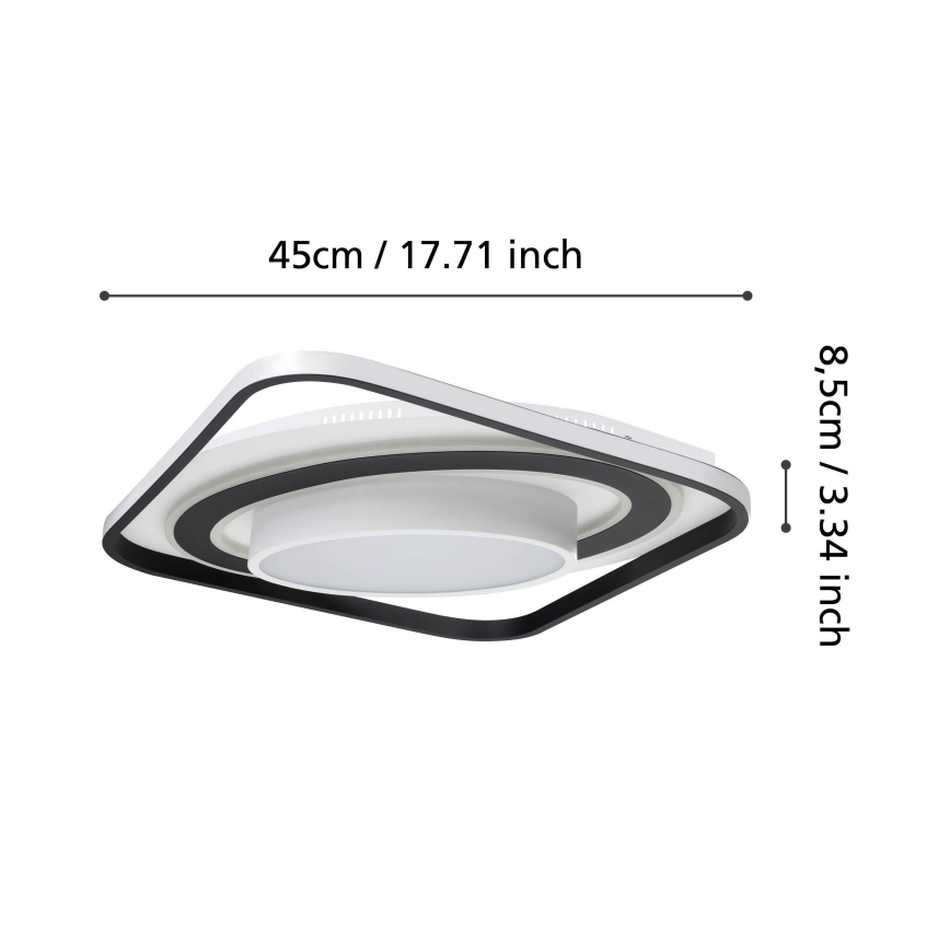 Eglo - LED Plafon ściemnialny LED/21,5W/230V + LED/10,5W + LED/3W 3000-6500K czarny + zdalne sterowanie