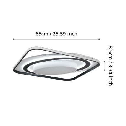 Eglo - LED Plafon ściemnialny LED/28W/230V+LED/13W+ LED/2,8W 3000-6500K czarny + zdalne sterowanie