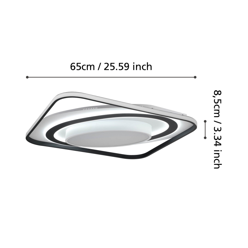 Eglo - LED Plafon ściemnialny LED/28W/230V+LED/13W+ LED/2,8W 3000-6500K czarny + zdalne sterowanie