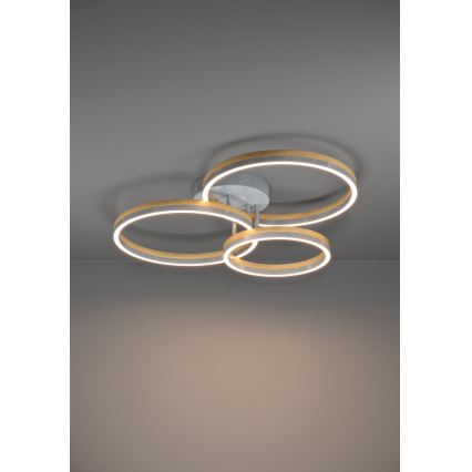 Eglo - LED Ściemnialny żyrandol natynkowy LED/12,5W/230V + 2xLED/15,5W 3000K szary/dąb