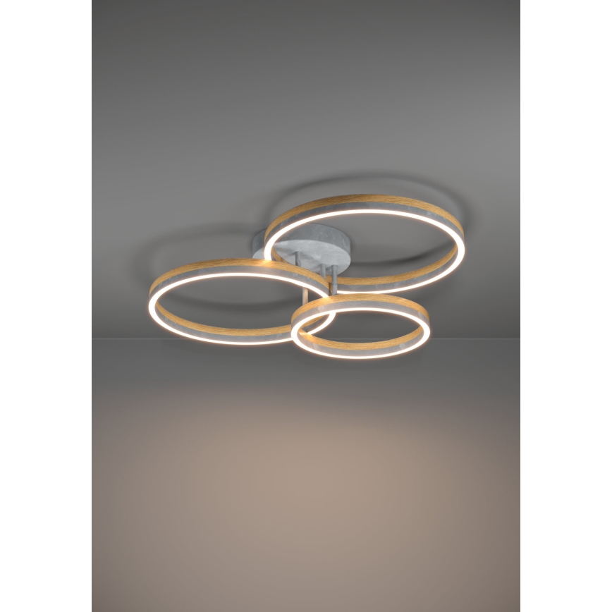 Eglo - LED Ściemnialny żyrandol natynkowy LED/12,5W/230V + 2xLED/15,5W 3000K szary/dąb