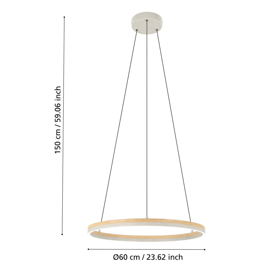 Eglo - LED Żyrandol ściemnialny na lince LED/36W/230V 3000K szary/dąb