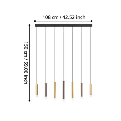 Eglo - LED Żyrandol ściemnialny na lince 7xLED/3,1W/230V 3000K antracyt/złoty