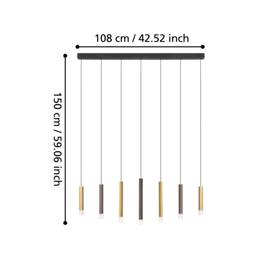 Eglo - LED Żyrandol ściemnialny na lince 7xLED/3,1W/230V 3000K antracyt/złoty