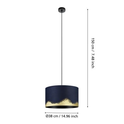 Eglo - Żyrandol na lince 1xE27/40W/230V śr. 38 cm niebieski/złoty
