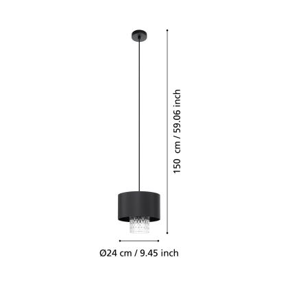 Eglo - Żyrandol na lince 1xE27/40W/230V czarny