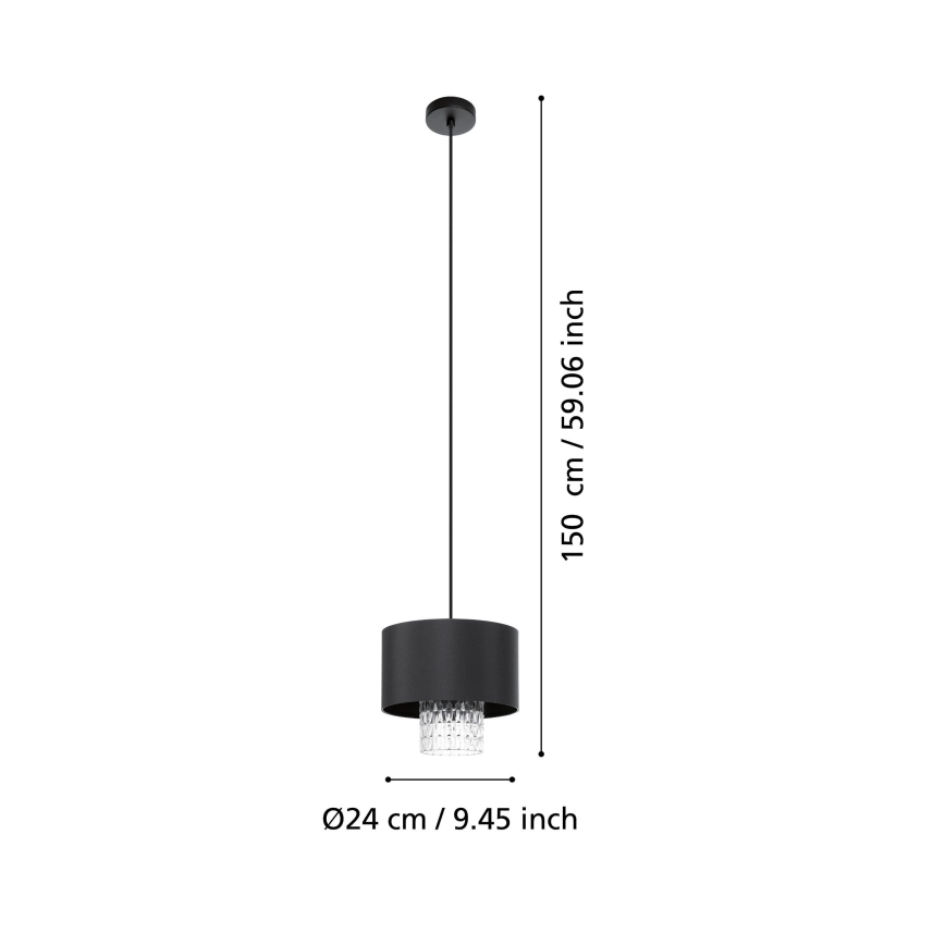 Eglo - Żyrandol na lince 1xE27/40W/230V czarny