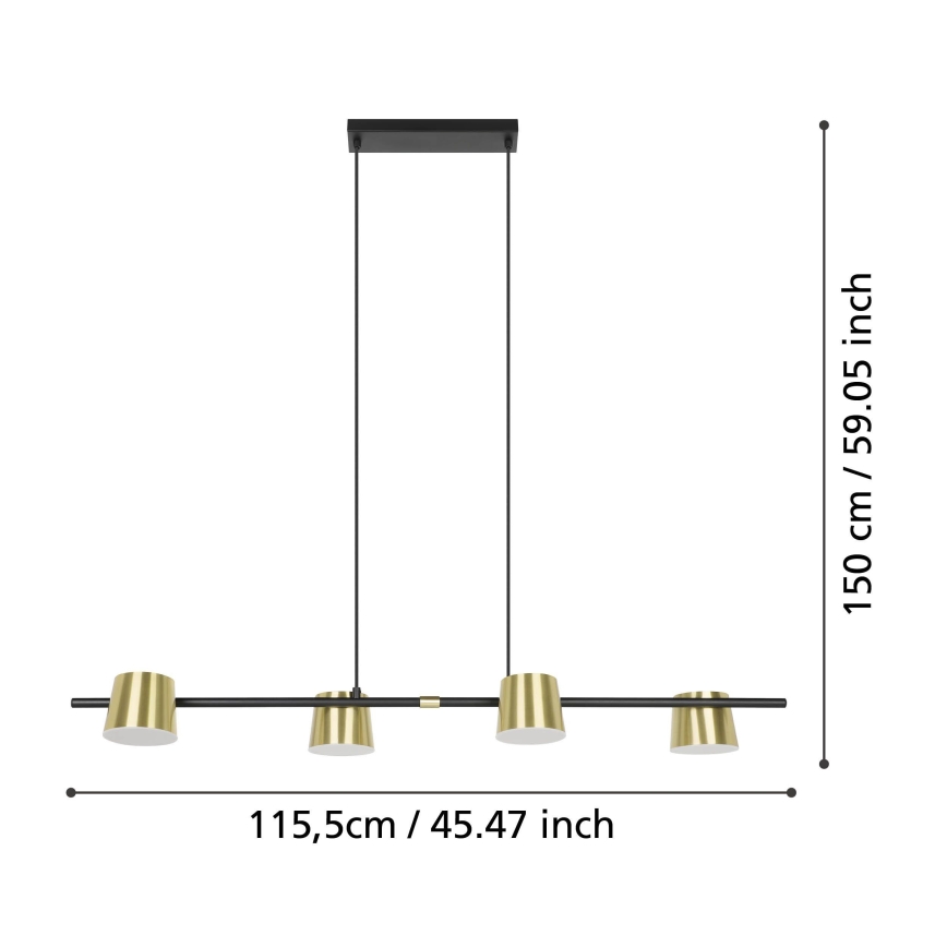 Eglo - LED Żyrandol na lince 4xGU10/4,6W/230V 3000K złoty