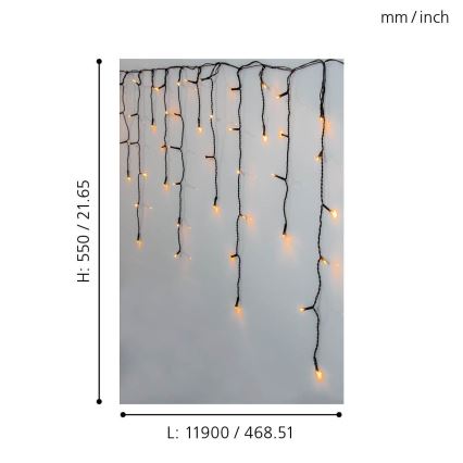 Eglo 410824 - LED Zewnętrzny łańcuch bożonarodzeniowy 480xLED/17x0,55m IP44 ciepła biel