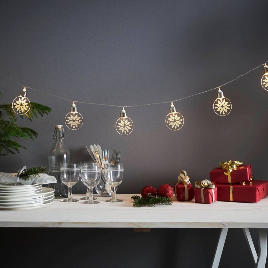 Eglo 411112 - LED Łańcuch bożonarodzeniowy ORNAMENT 10xLED/3xAA 1,8m ciepła biel