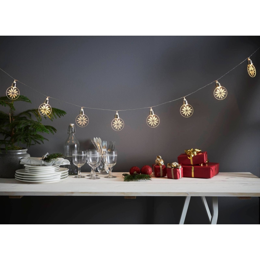 Eglo 411112 - LED Łańcuch bożonarodzeniowy ORNAMENT 10xLED/3xAA 1,8m ciepła biel