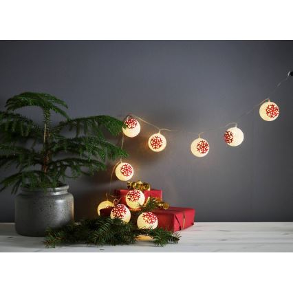 Eglo 411113 - LED Łańcuch świąteczny ORNAMENT 10xLED/3xAA 1,65m ciepła biel