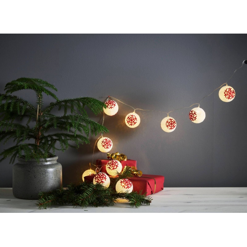 Eglo 411113 - LED Łańcuch świąteczny ORNAMENT 10xLED/3xAA 1,65m ciepła biel