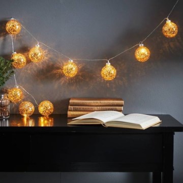 Eglo 411115 -  LED Świąteczny łańcuch GLITTER 10xLED/2xAA 1,65m ciepła biała