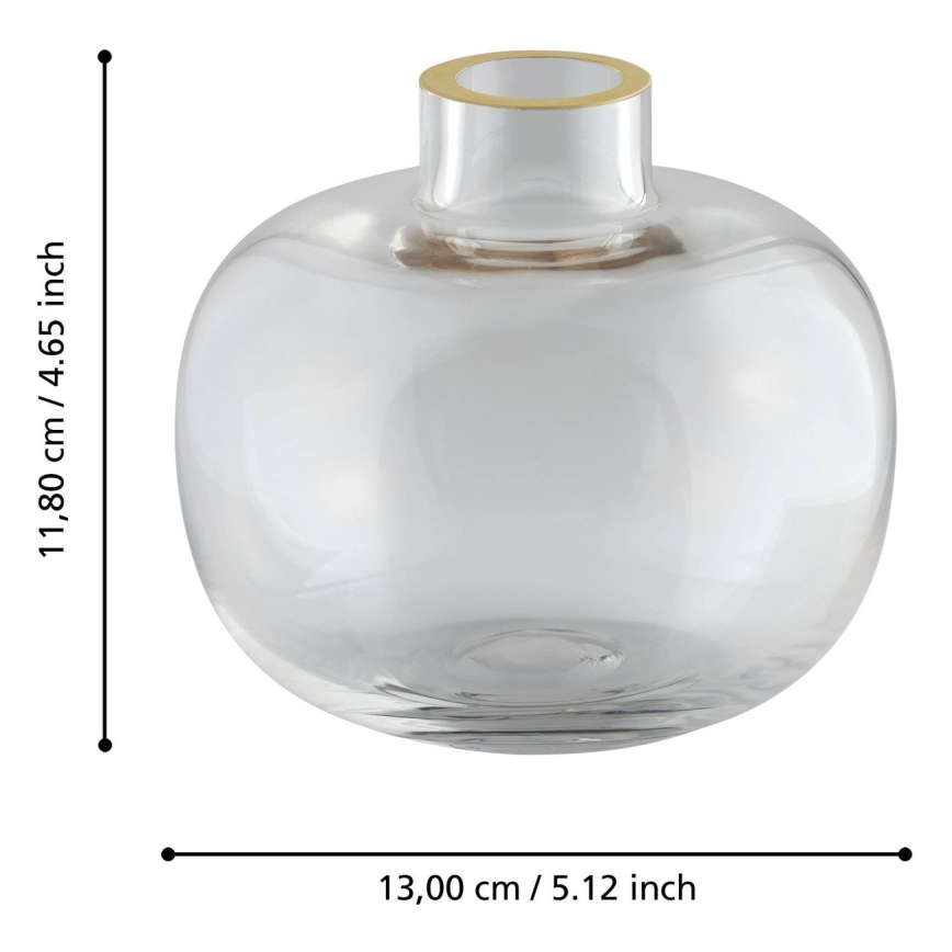 Eglo 421214 - Szklany wazon SIRANANA 11,8x13 cm przezroczysty/złoty