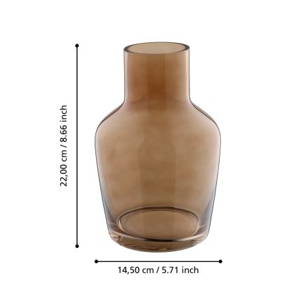 Eglo 421221 - Szklany wazon SIRANANA 22x14,5 cm brązowy/przydymiony