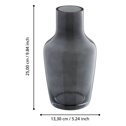 Eglo - Szklany wazon 25x13,3 cm czarny