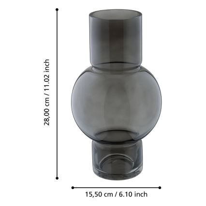 Eglo - Szklany wazon 28x15,5 cm czarny