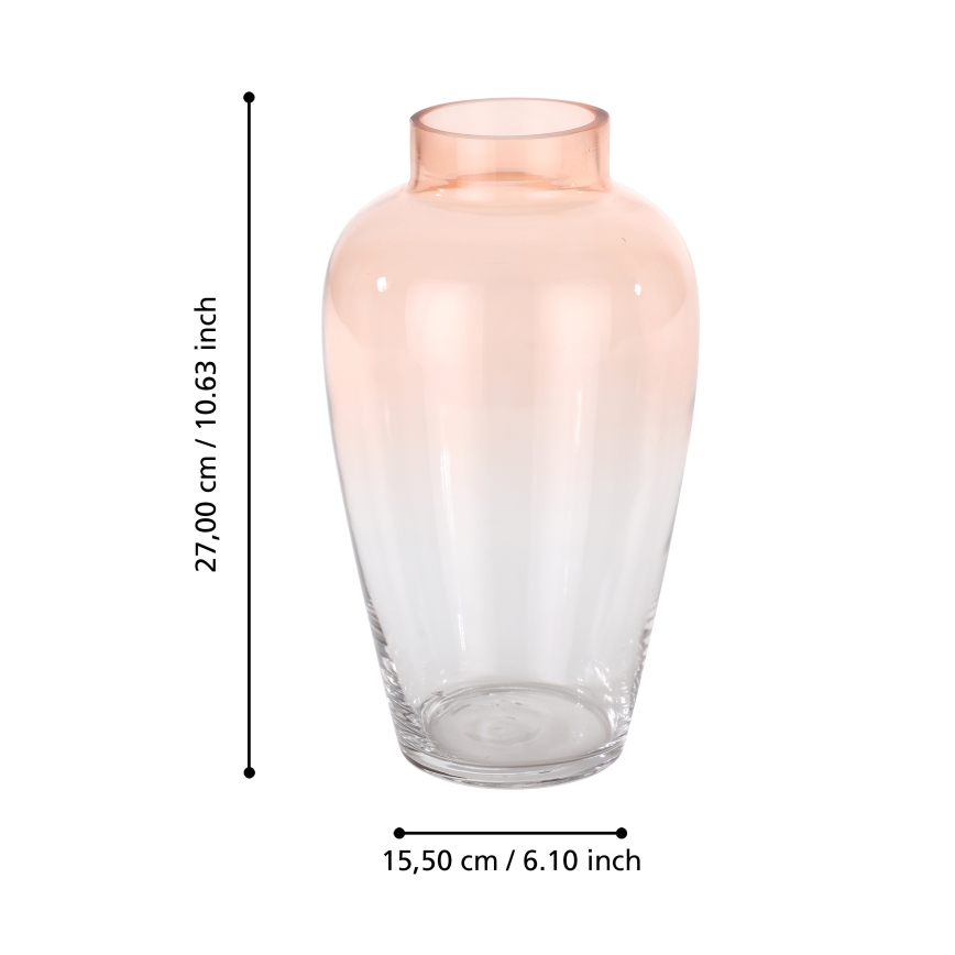 Eglo 421357 - Szklany wazon KENYASI 27x15,5 cm różowy
