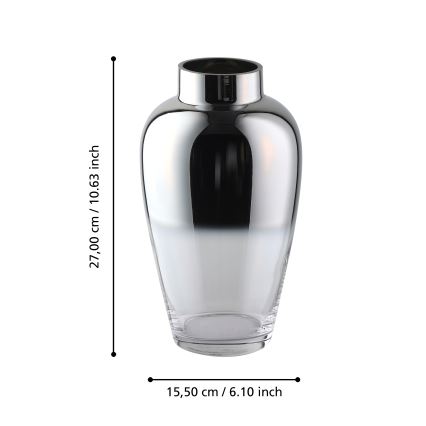 Eglo 421359 - Szklany wazon KENYASI 27x15,5 cm błyszczący chrom