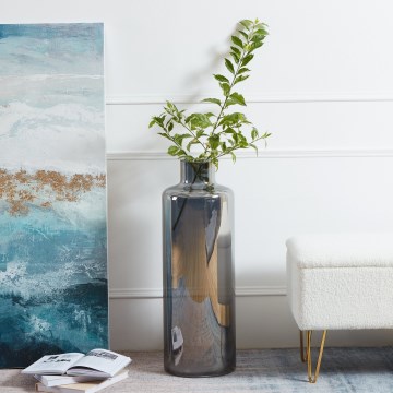 Eglo 421381 - Szklany wazon NABAS 73x25 cm czarny/przydymiony