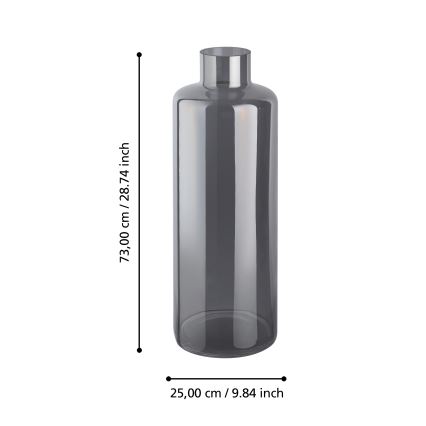 Eglo 421381 - Szklany wazon NABAS 73x25 cm czarny/przydymiony