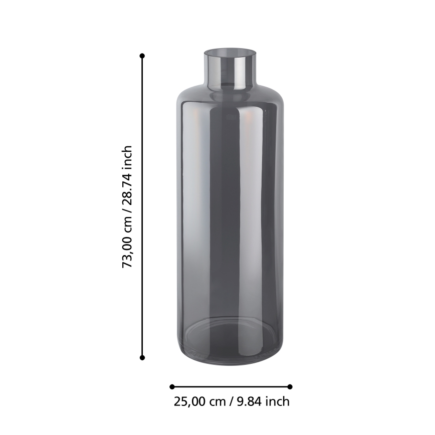 Eglo 421381 - Szklany wazon NABAS 73x25 cm czarny/przydymiony