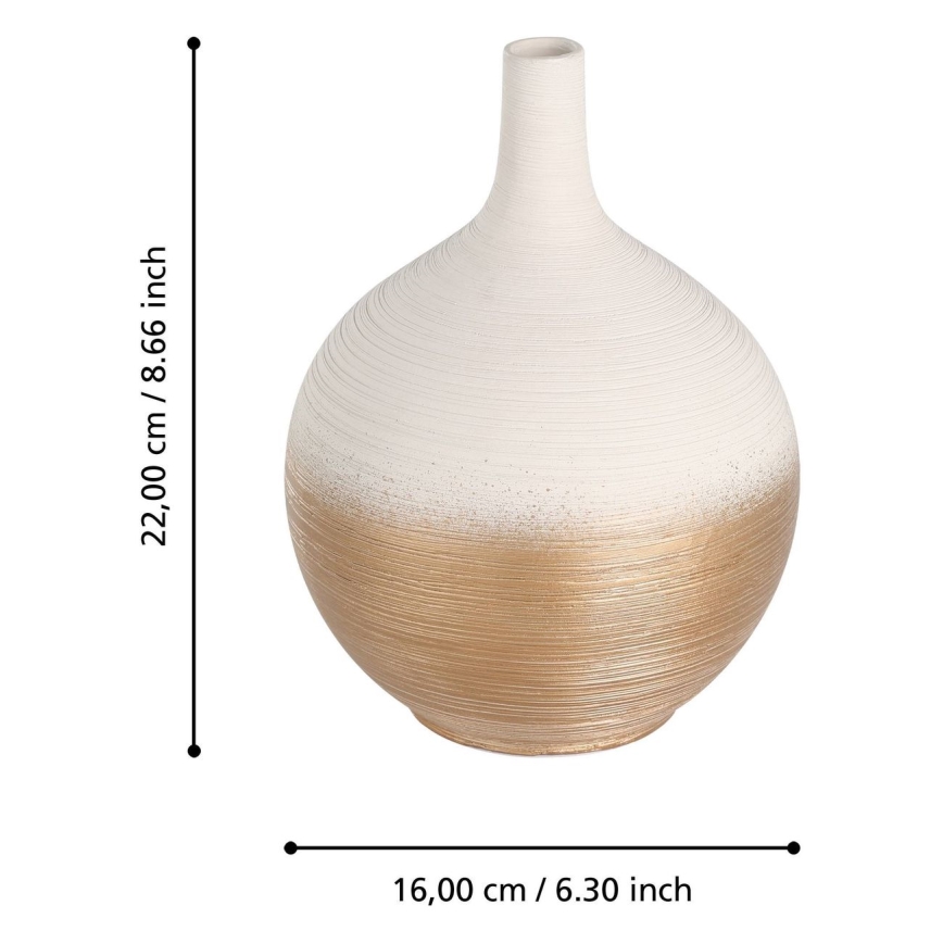 Eglo - Waza ceramiczna 22x16 cm biały/złoty