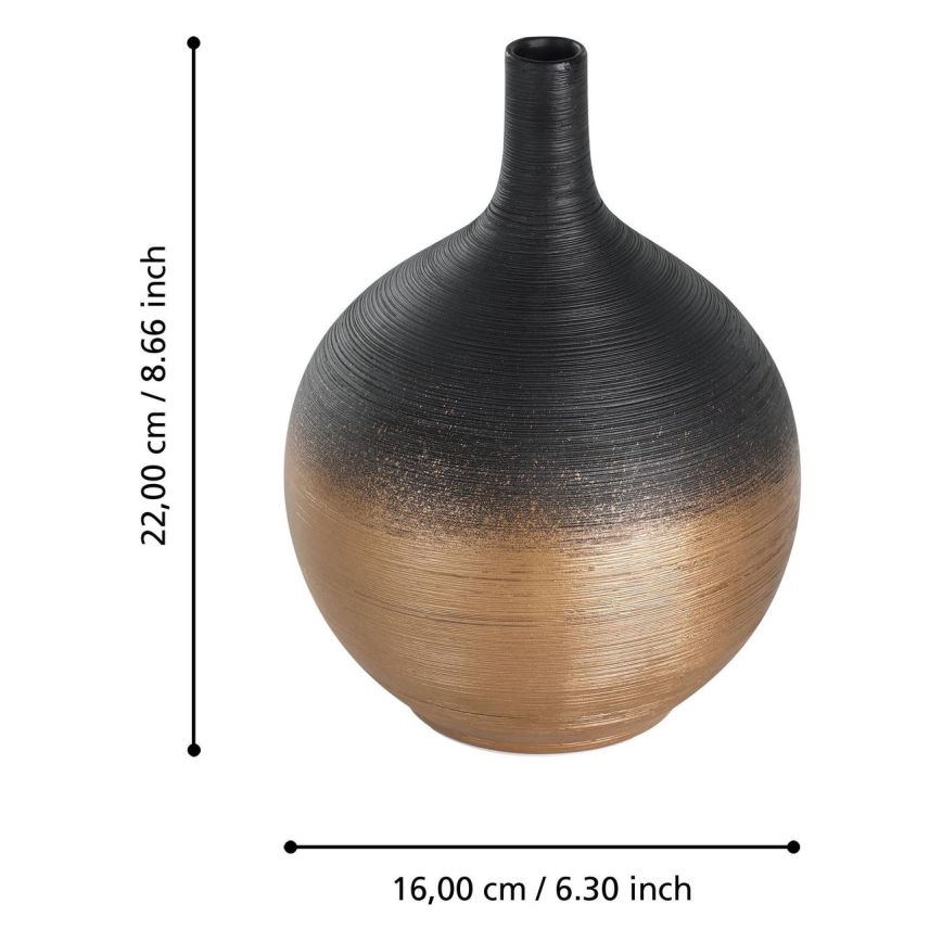 Eglo - Waza ceramiczna 22x16 cm czarny/złoty