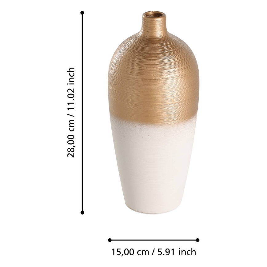 Eglo - Wazon ceramiczny 28x15 cm biały/złoty