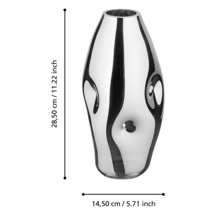 Eglo 421682 - Szklany wazon XIPORAI 28,5x14,5 cm błyszczący chrom