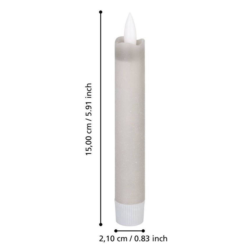 Eglo 422223 - ZESTAW 2x Świeca LED ANTANABE LED/1xAAA 15 cm szary