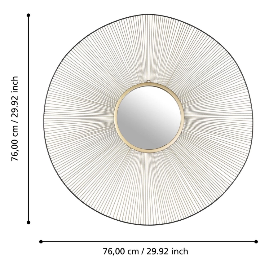Eglo - Lustro ścienne o średnicy 76 cm, złote/czarne