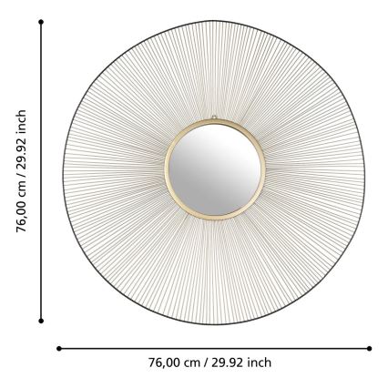 Eglo - Lustro ścienne śr. 76 cm złoty/czarny