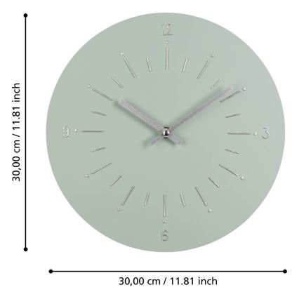 Eglo - Zegar ścienny 1xAA śr. 30 cm zielony